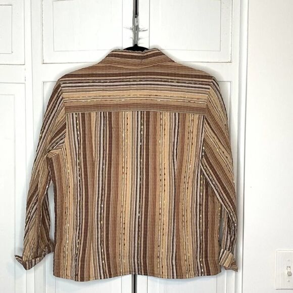 Vintage Brown Stripe Shirt Jacket Draper’s Damon’s - Picture 6 of 6